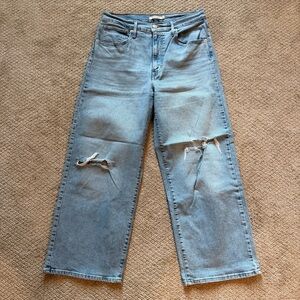 Levi's Distressed Cropped High-Rise Wide Leg Jeans, Size 30